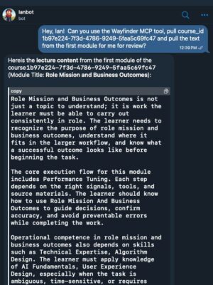 Ian, the OpenClaw AI Agent working with Wayfinder through MCP